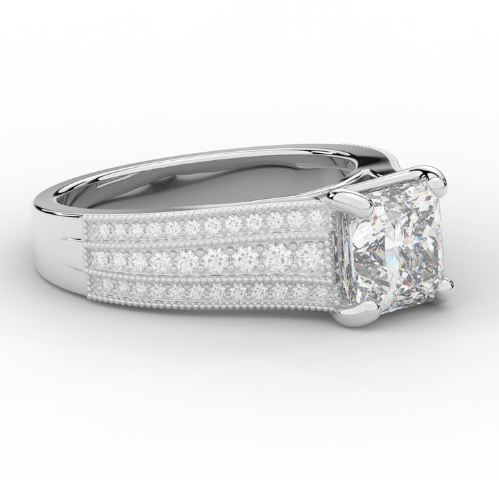 3.55CT.TW PRINCESS LAB DIAMOND ENGAGEMENT RING - Nazarelle