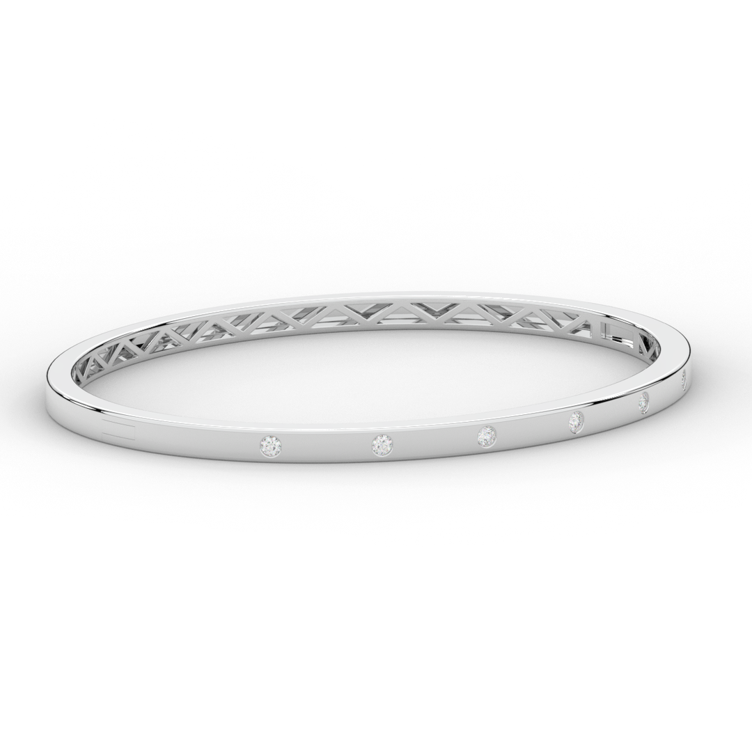 0.15CT.TW ROUND LAB BEZEL SET DIAMOND BANGLE - Nazarelle
