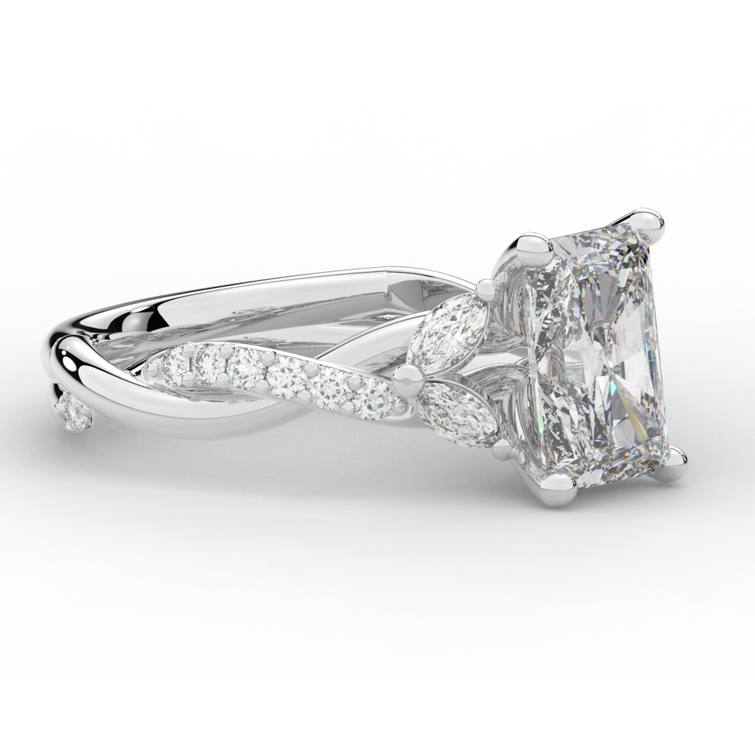 2.40CT.TW RADIANT LAB DIAMOND TWIST BAND ENGAGEMENT RING - Nazarelle