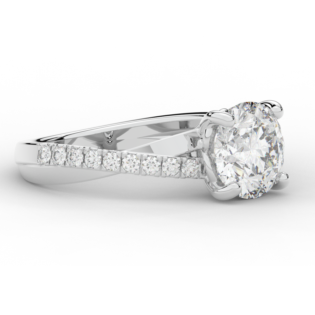 2.20CT.TW ROUND LAB DIAMOND TWISTBAND ENGAGEMENT RING - Nazarelle