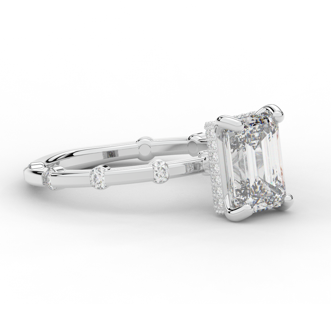 2.60CT.TW RADIANT LAB DIAMOND UNDERHALO SOLITAIRE ENGAGEMENT RING - Nazarelle