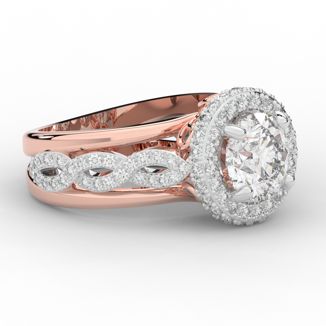 2.85CT.TW ROUND LAB DIAMOND HALO TWO TONE ENGAGEMENT RING - Nazarelle