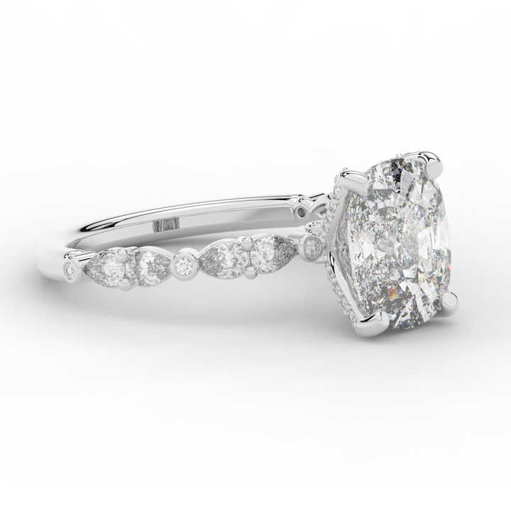 3.60CT.TW CUSHION LAB DIAMOND SOLITAIRE ENGAGEMENT RING - Nazarelle