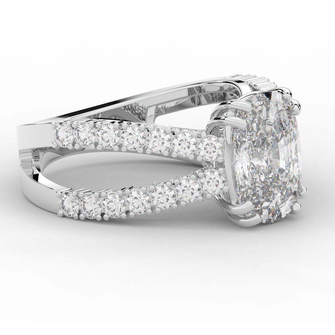 3.75CT.TW CUSHION LAB DIAMOND SPLIT BAND ENGAGEMENT RING - Nazarelle