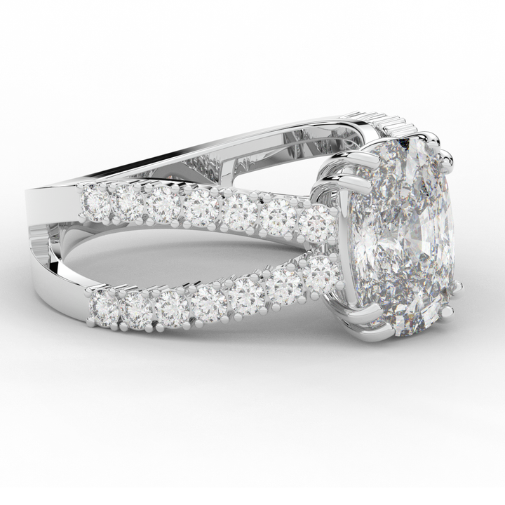 3.75CT.TW CUSHION LAB DIAMOND SPLIT BAND ENGAGEMENT RING - Nazarelle