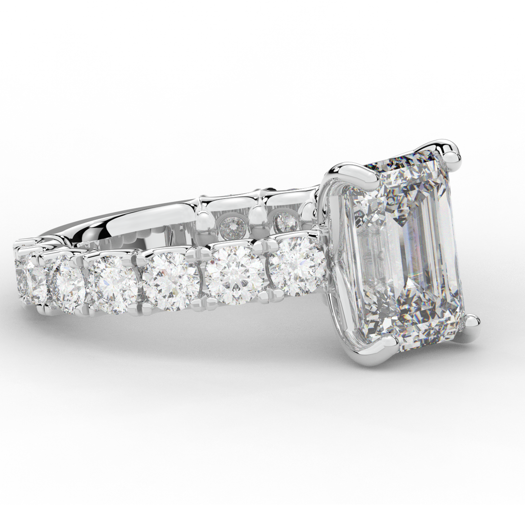 4.35CT.TW EMERALD CUT LAB DIAMOND ENGAGEMENT RING - Nazarelle