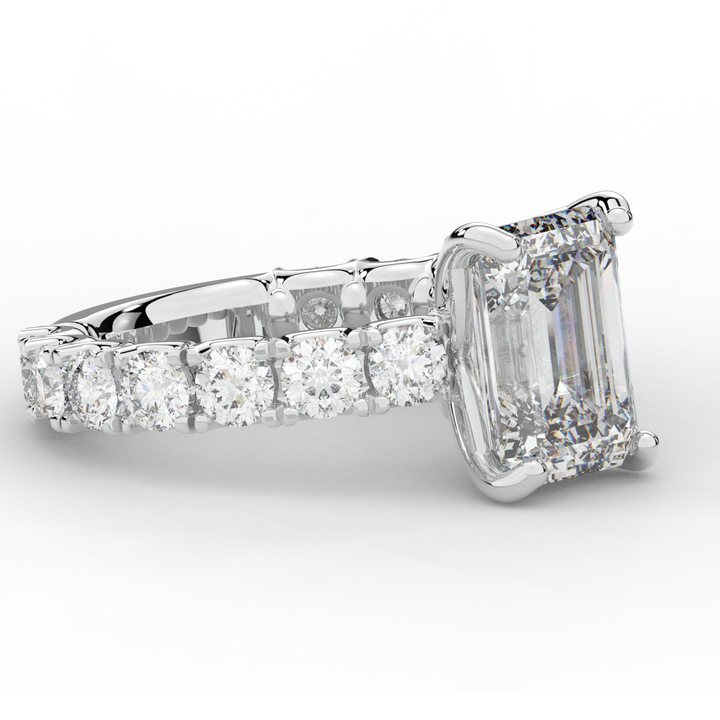 4.35CT.TW EMERALD CUT LAB DIAMOND ENGAGEMENT RING - Nazarelle