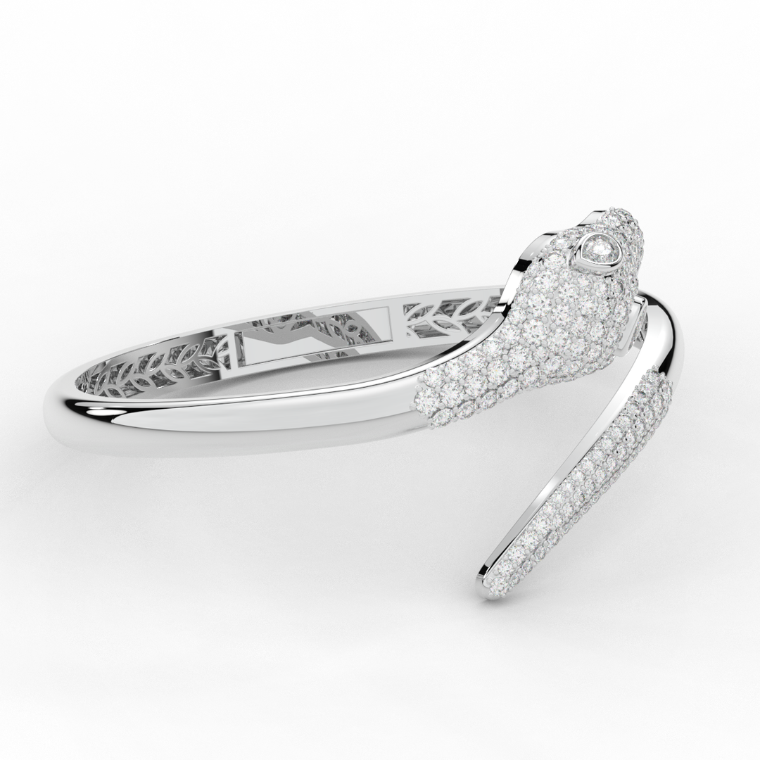 3.75CT.TW ROUND AND PEAR LAB DIAMOND SNAKE BANGLE - Nazarelle