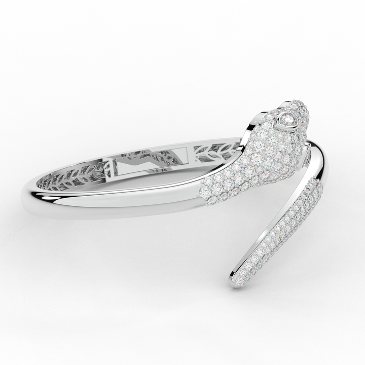 3.75CT.TW ROUND AND PEAR LAB DIAMOND SNAKE BANGLE - Nazarelle