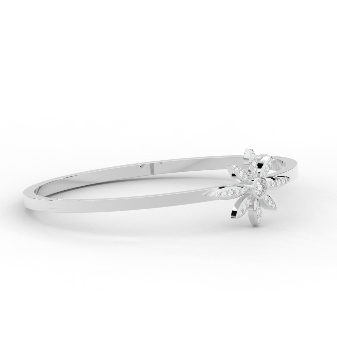 0.40CT.TW ROUND LAB BEZEL AND PRONG SET FLOWER DIAMOND BANGLE - Nazarelle