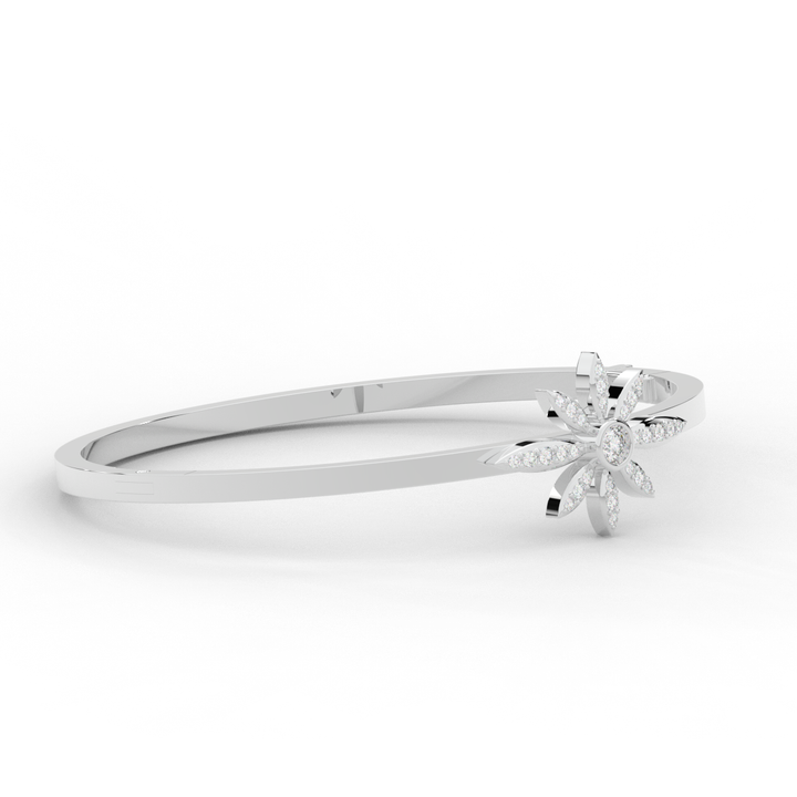 0.40CT.TW ROUND LAB BEZEL AND PRONG SET FLOWER DIAMOND BANGLE - Nazarelle