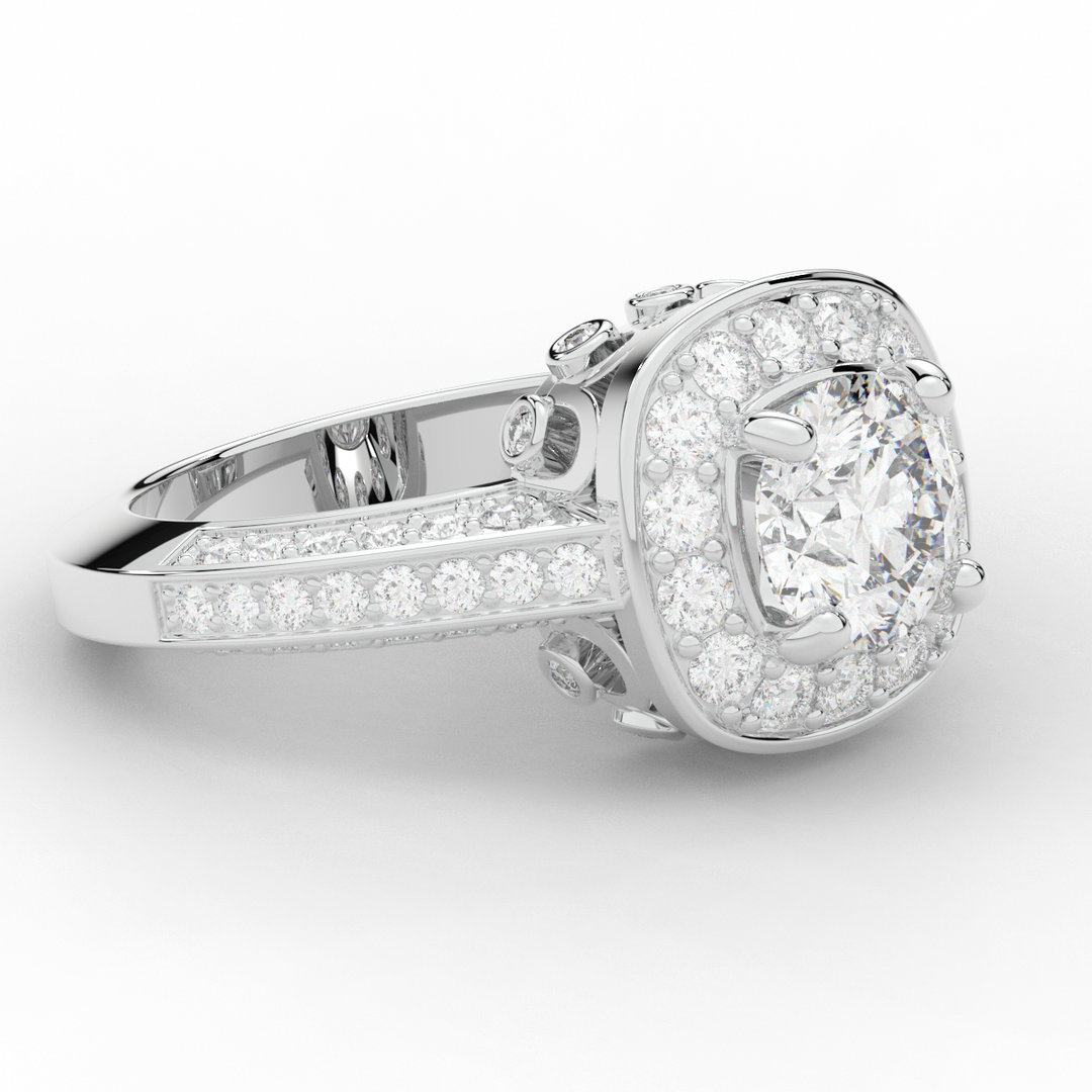 1.50CT.TW ROUND LAB DIAMOND HALO ENGAGEMENT RING - Nazarelle