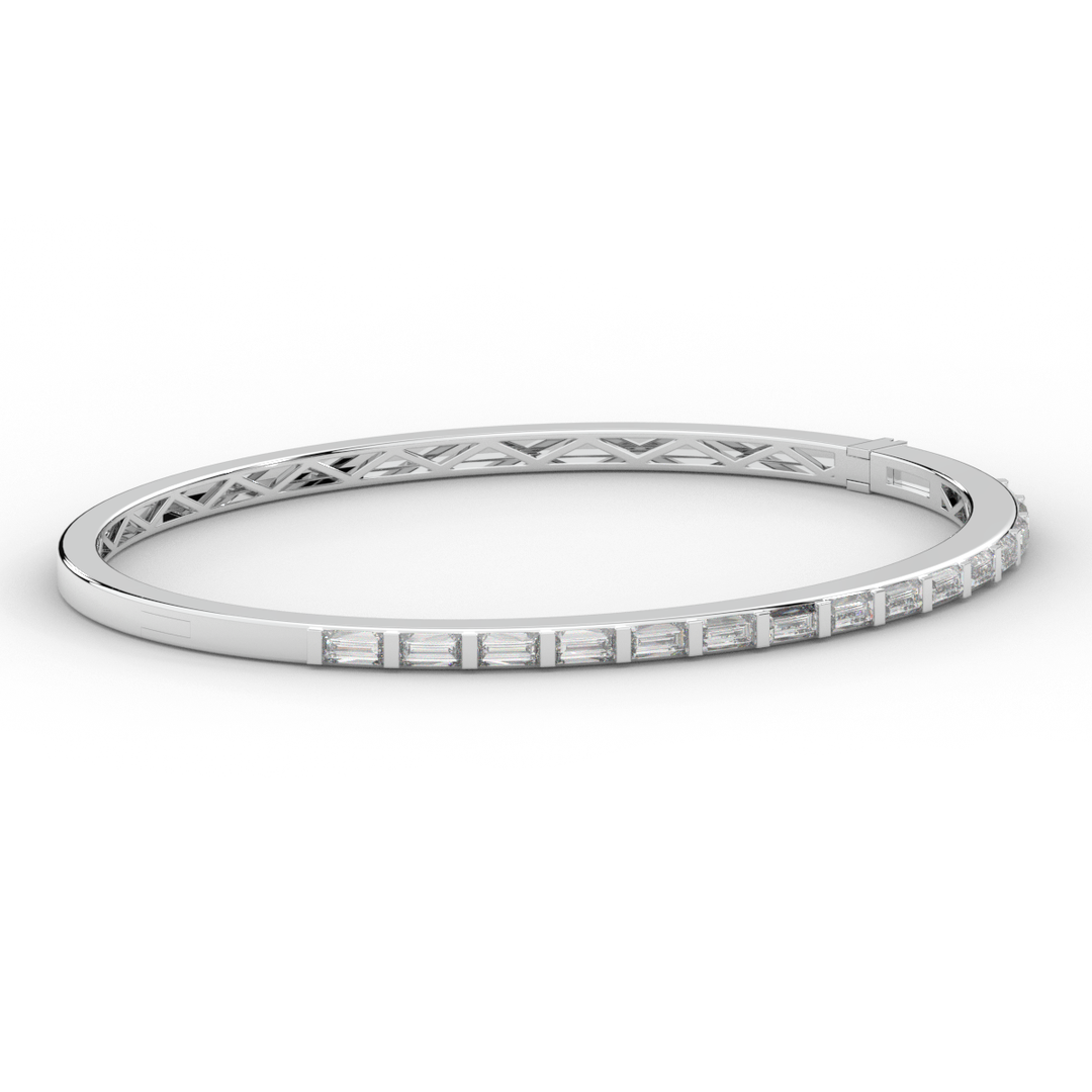1.50CT.TW BAGUETTE LAB DIAMOND SHARED PRONG BANGLE - Nazarelle