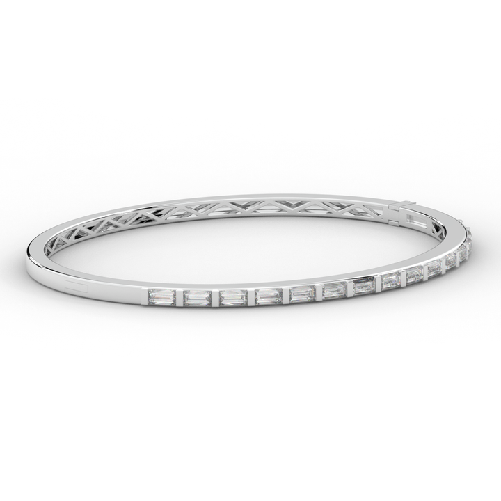 1.50CT.TW BAGUETTE LAB DIAMOND SHARED PRONG BANGLE - Nazarelle