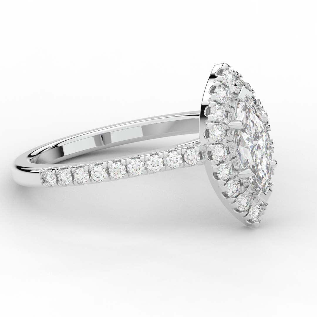 0.80CT.TW MARQUISE LAB DIAMOND HALO ENGAGEMENT RING - Nazarelle
