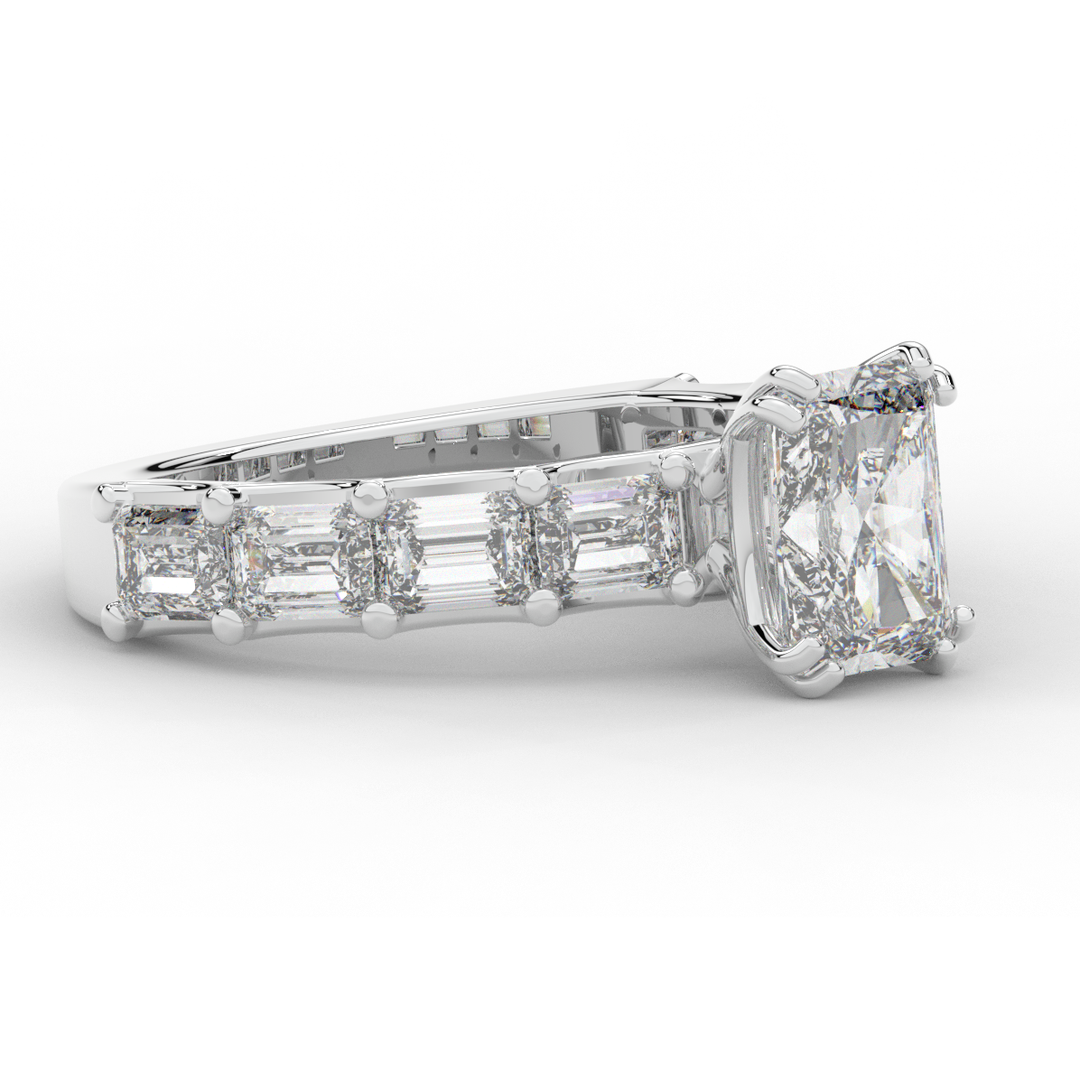 3.75CT.TW RADIANT LAB DIAMOND SOLITAIRE ENGAGEMENT RING - Nazarelle