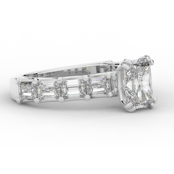3.75CT.TW RADIANT LAB DIAMOND SOLITAIRE ENGAGEMENT RING - Nazarelle