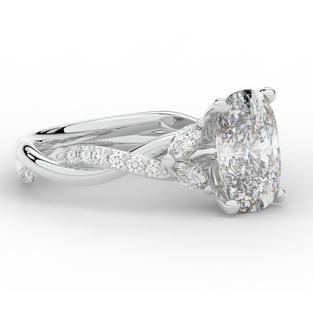 2.40CT.TW CUSHION LAB DIAMOND TWIST BAND ENGAGEMENT RING - Nazarelle