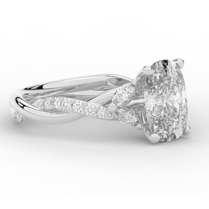 2.40CT.TW CUSHION LAB DIAMOND TWIST BAND ENGAGEMENT RING - Nazarelle