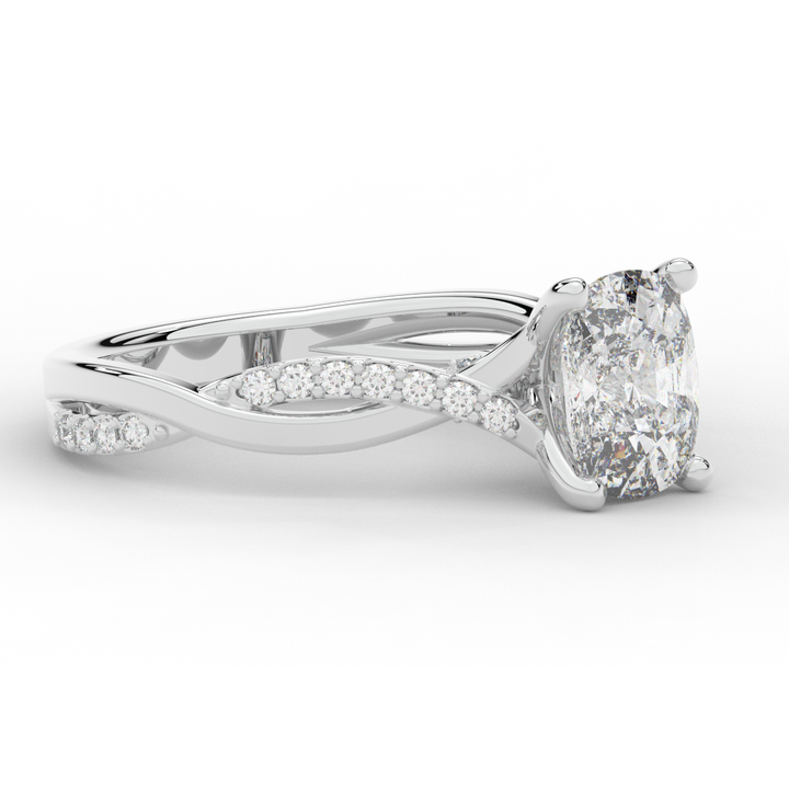 1.70CT.TW CUSHION LAB DIAMOND TWIST BAND ENGAGEMENT RING - Nazarelle