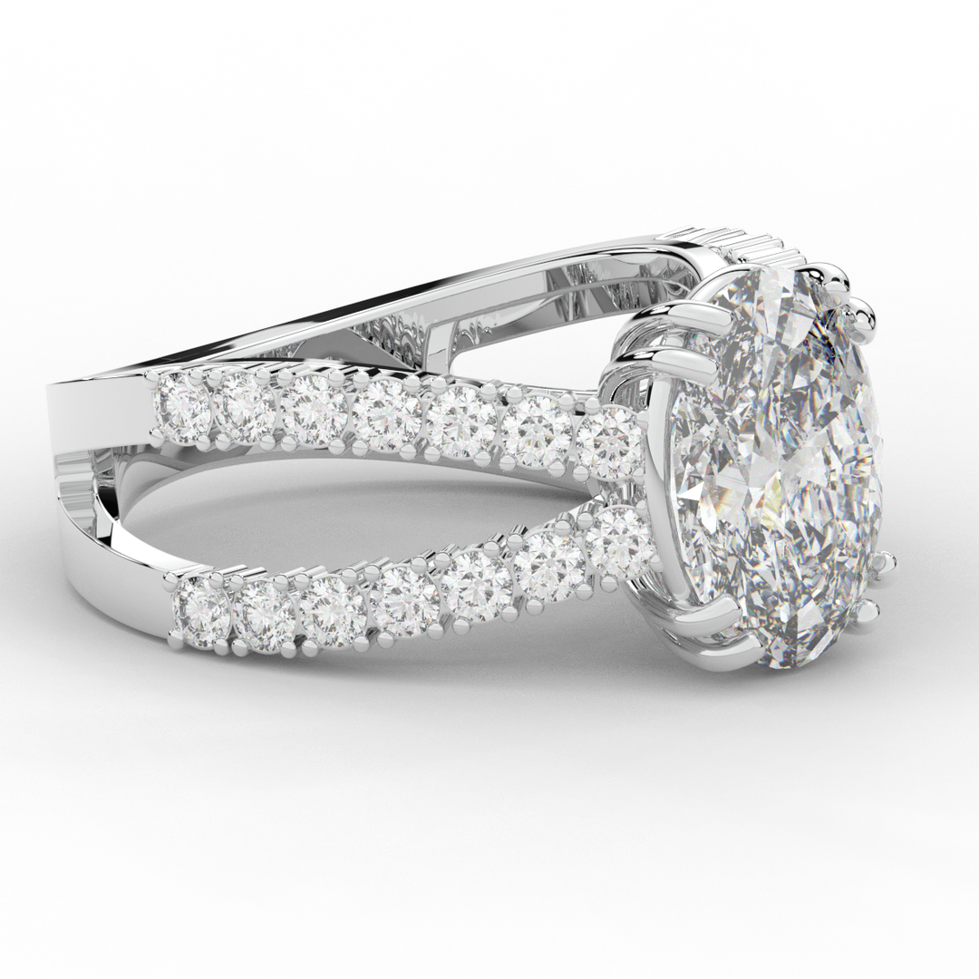 3.75CT.TW OVAL LAB DIAMOND SPLIT BAND ENGAGEMENT RING - Nazarelle