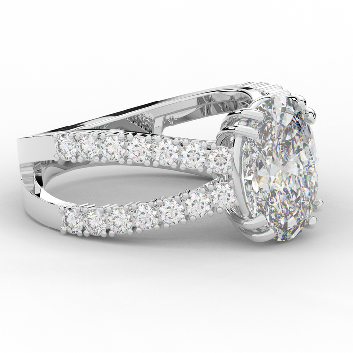 3.75CT.TW OVAL LAB DIAMOND SPLIT BAND ENGAGEMENT RING - Nazarelle