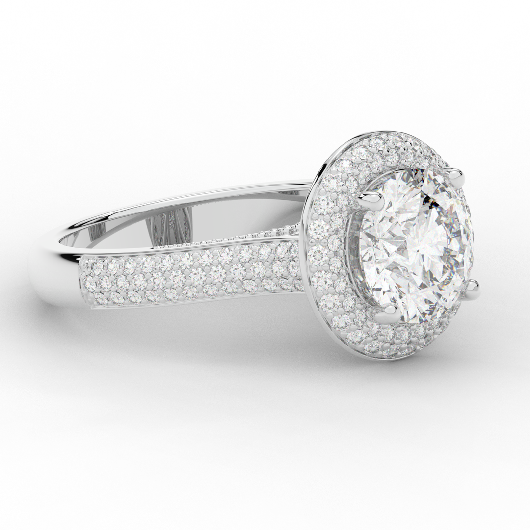2.45CT.TW ROUND LAB DIAMOND HALO ENGAGEMENT RING - Nazarelle