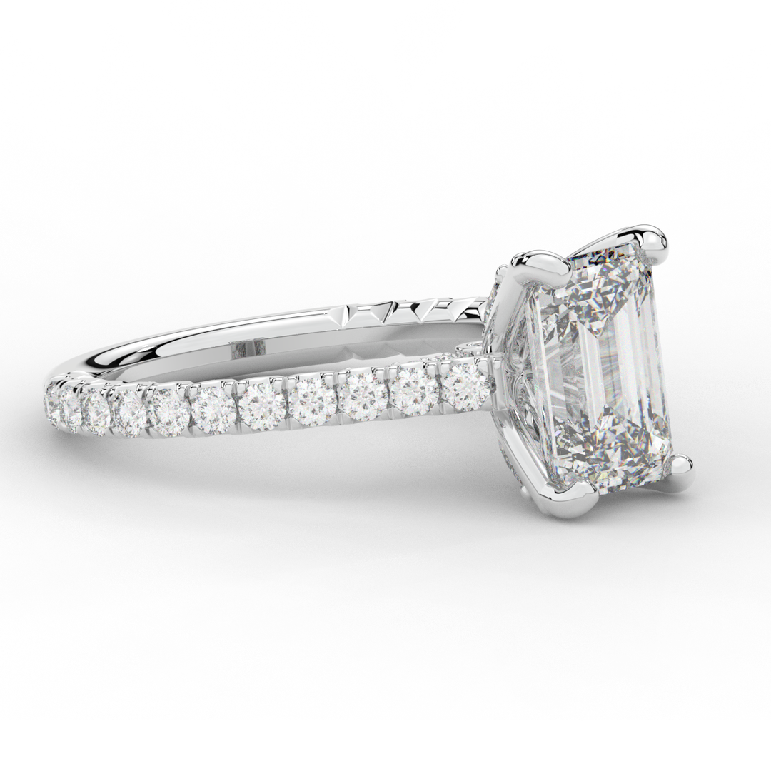 2.70CT.TW EMERALD CUT LAB DIAMOND SOLITAIRE ENGAGEMENT RING - Nazarelle
