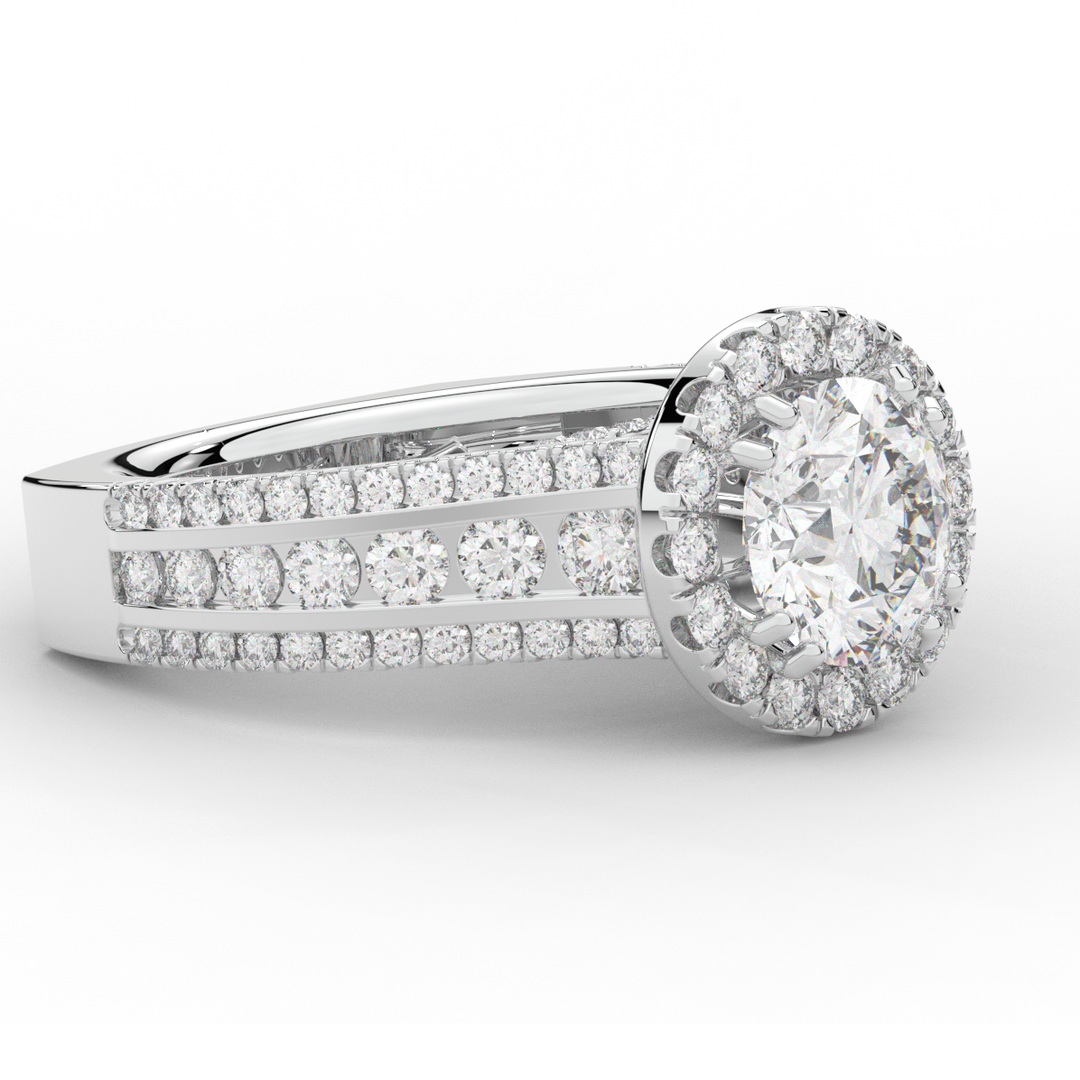 2.90CT.TW ROUND LAB DIAMOND HALO ENGAGEMENT RING - Nazarelle