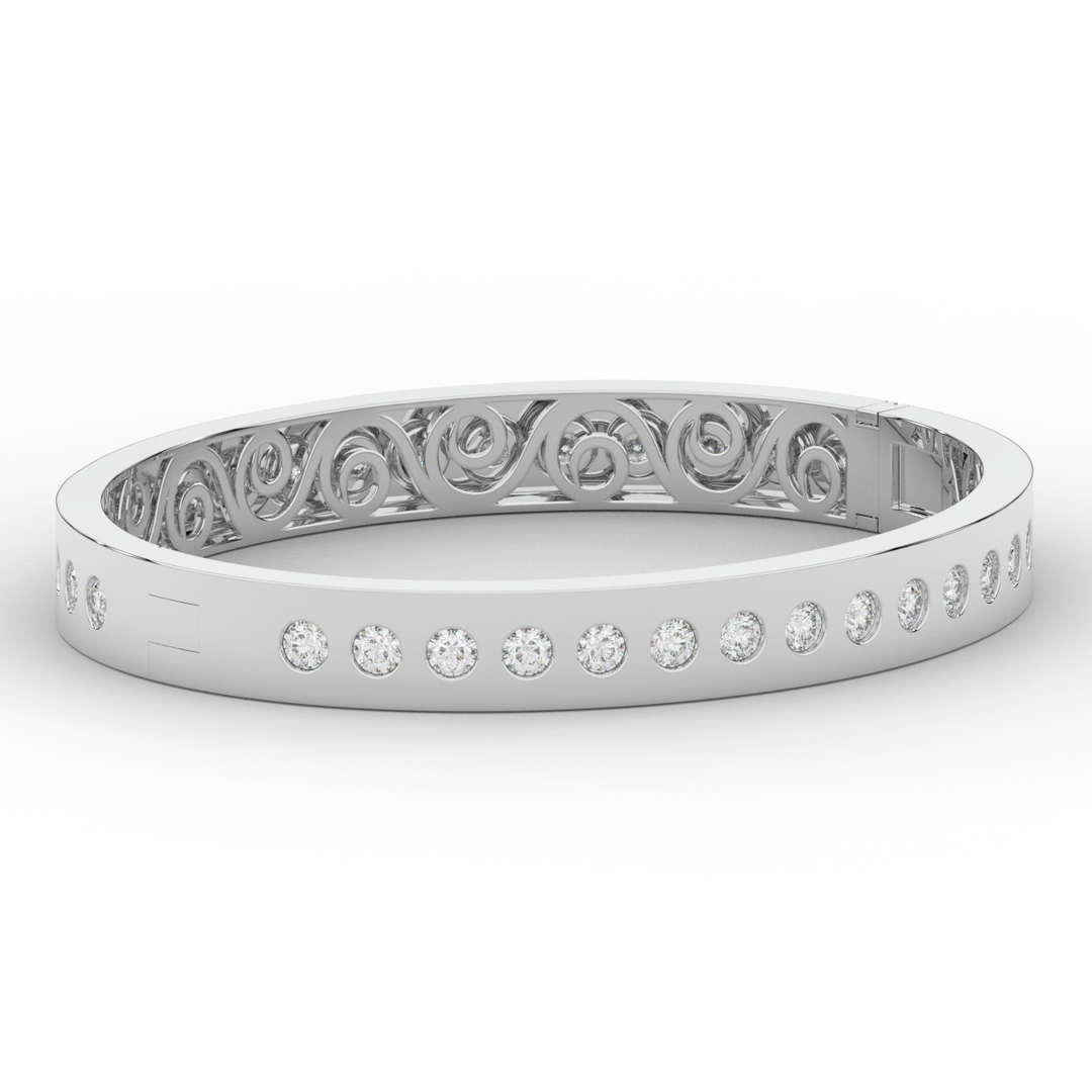 4.50CT.TW ROUND LAB DIAMOND ETERNITY BEZEL SET BANGLE - Nazarelle