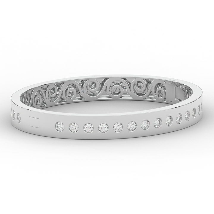 4.50CT.TW ROUND LAB DIAMOND ETERNITY BEZEL SET BANGLE - Nazarelle