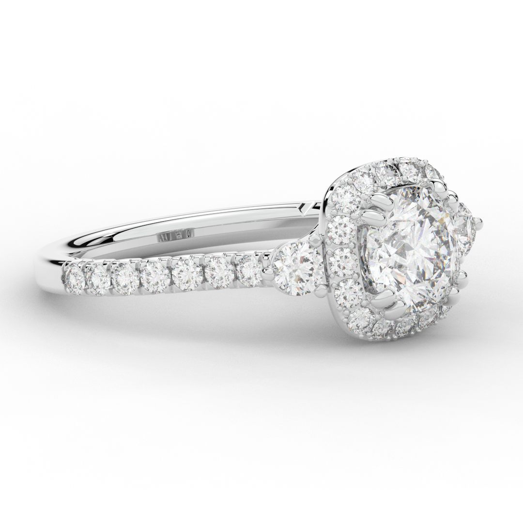 1.75CT.TW ROUND LAB DIAMOND HALO ENGAGEMENT RING - Nazarelle