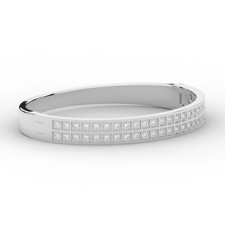 2.00CT.TW ROUND LAB TWO ROW DIAMOND BANGLE - Nazarelle