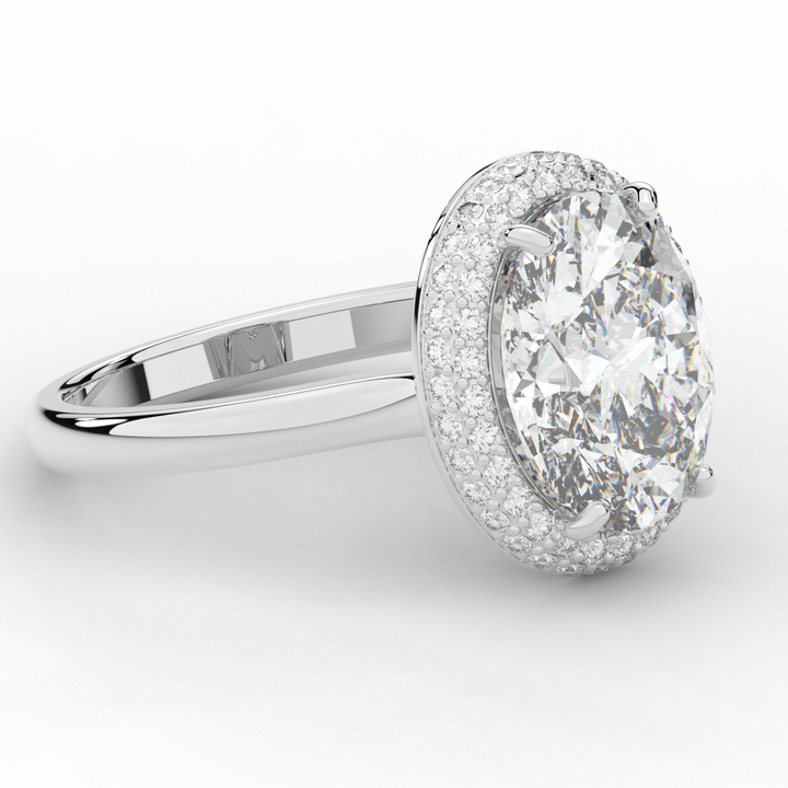 4.40CT.TW OVAL LAB DIAMOND HALO ENGAGEMENT RING - Nazarelle