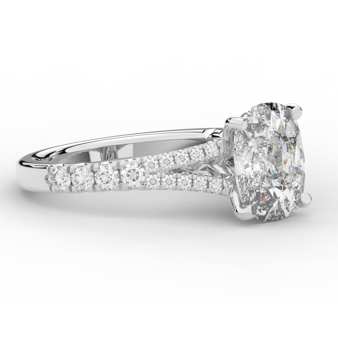 3.45CT.TW CUSHION LAB DIAMOND ENGAGEMENT RING - Nazarelle
