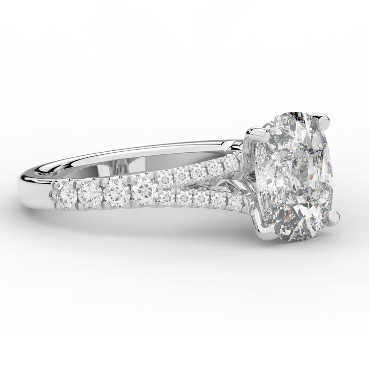 3.45CT.TW CUSHION LAB DIAMOND ENGAGEMENT RING - Nazarelle