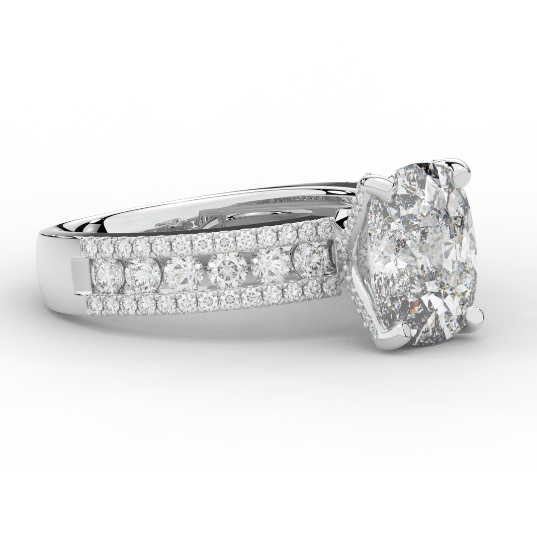 3.95CT.TW CUSHION LAB DIAMOND SOLITAIRE ENGAGEMENT RING - Nazarelle