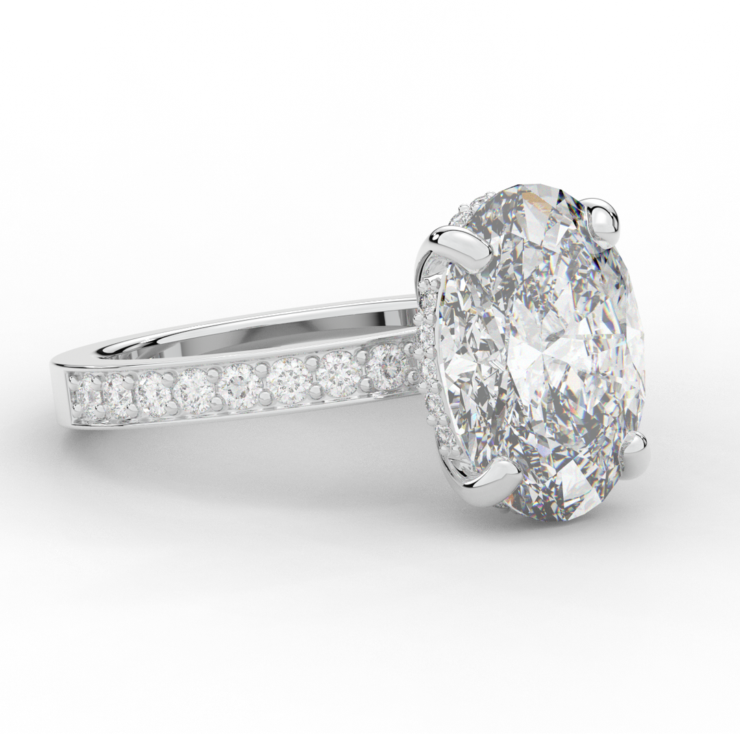 4.30CT.TW OVAL LAB DIAMOND BAND ENGAGEMENT RING - Nazarelle