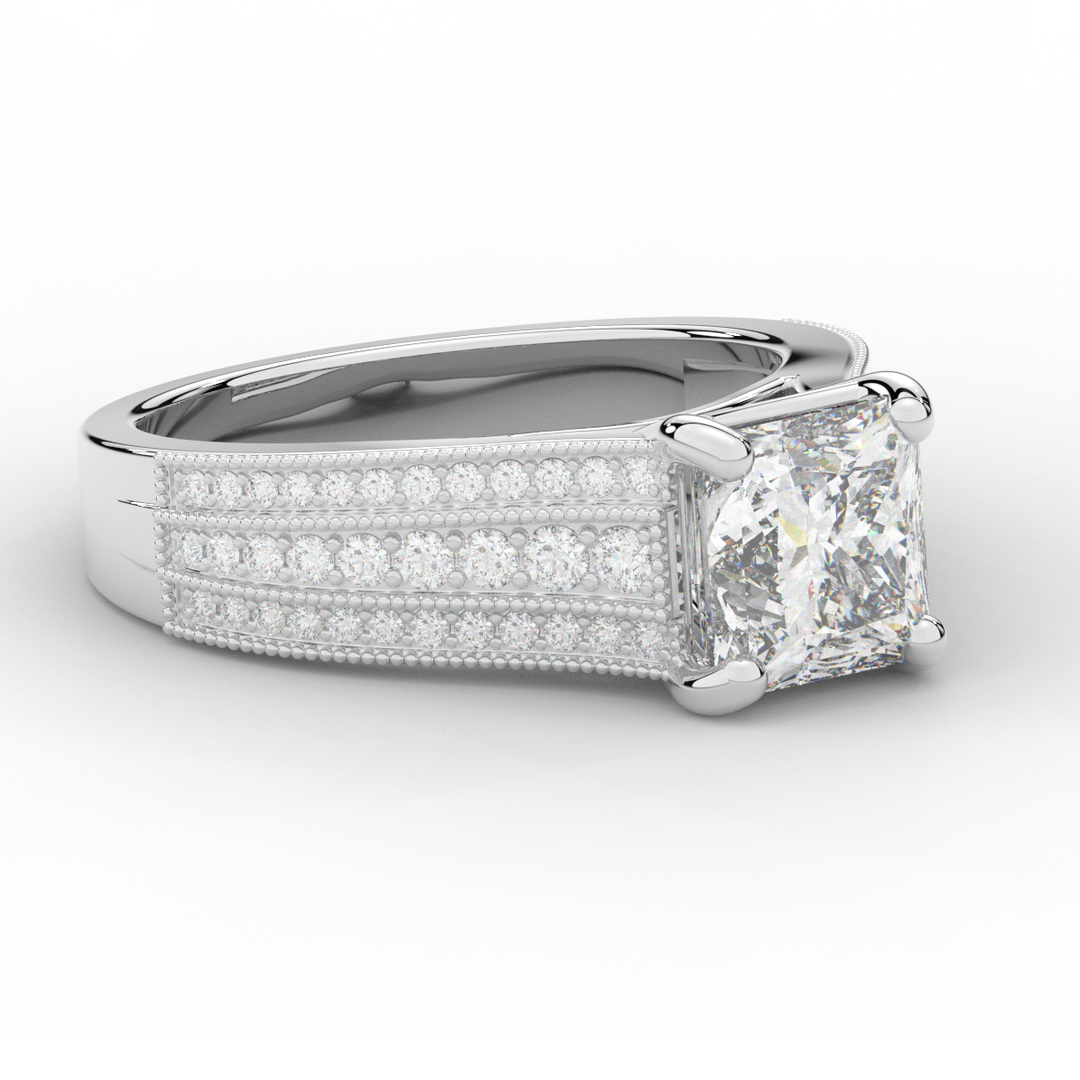 3.55CT.TW PRINCESS LAB DIAMOND ENGAGEMENT RING - Nazarelle