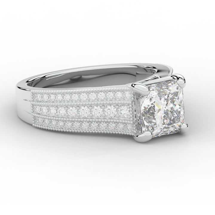 3.55CT.TW PRINCESS LAB DIAMOND ENGAGEMENT RING - Nazarelle
