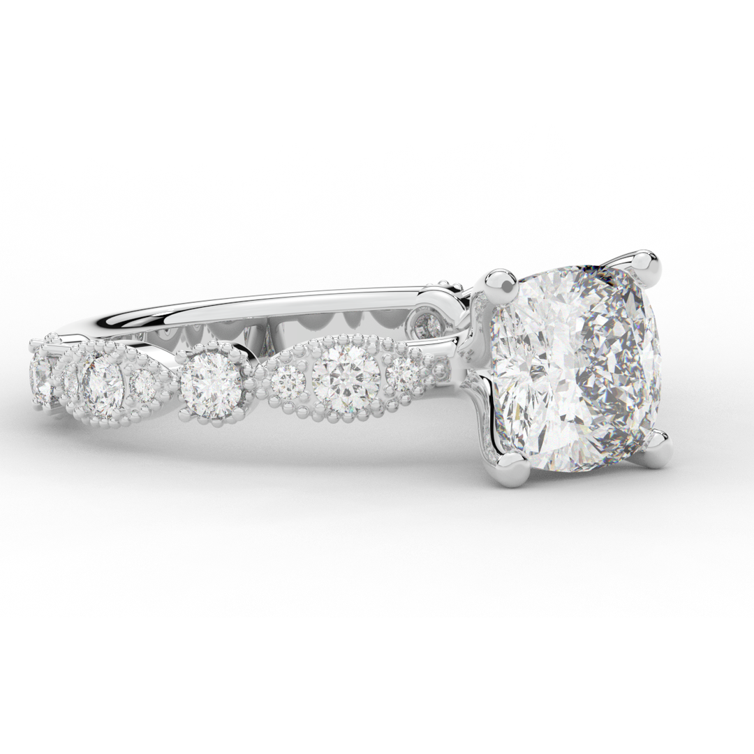 2.50CT.TW CUSHION LAB DIAMOND SOLITAIRE ENGAGEMENT RING - Nazarelle