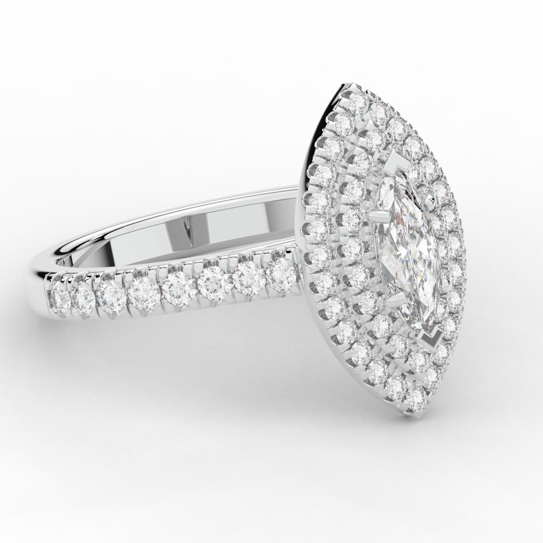 1.00CT.TW MARQUISE LAB DIAMOND HALO ENGAGEMENT RING - Nazarelle