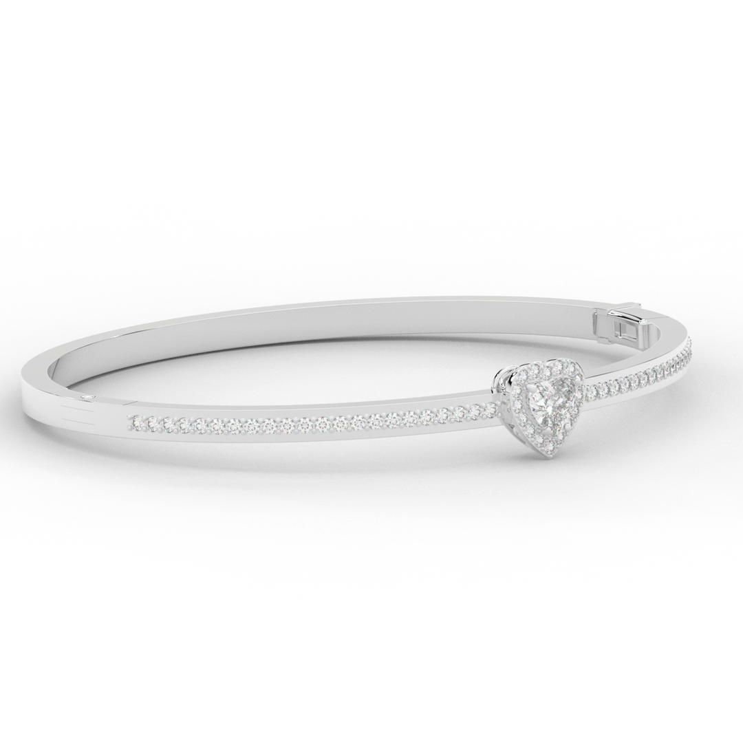 1.65CT.TW HEART AND ROUND LAB DIAMOND  BANGLE - Nazarelle