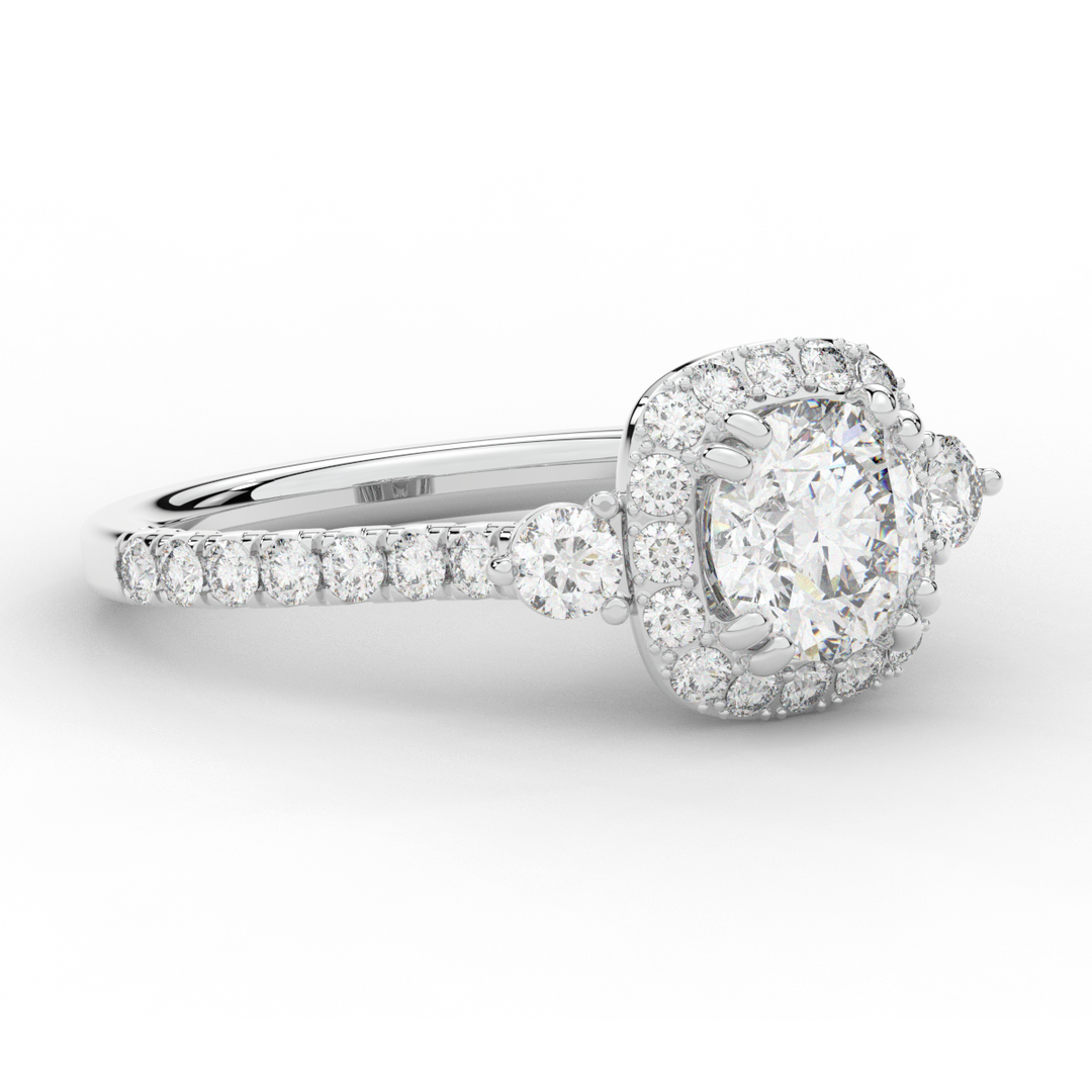 1.75CT.TW ROUND LAB DIAMOND HALO ENGAGEMENT RING - Nazarelle
