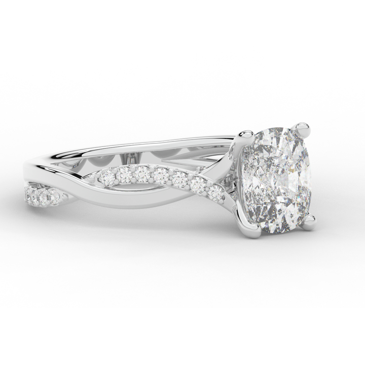 1.70CT.TW CUSHION LAB DIAMOND TWIST BAND ENGAGEMENT RING - Nazarelle