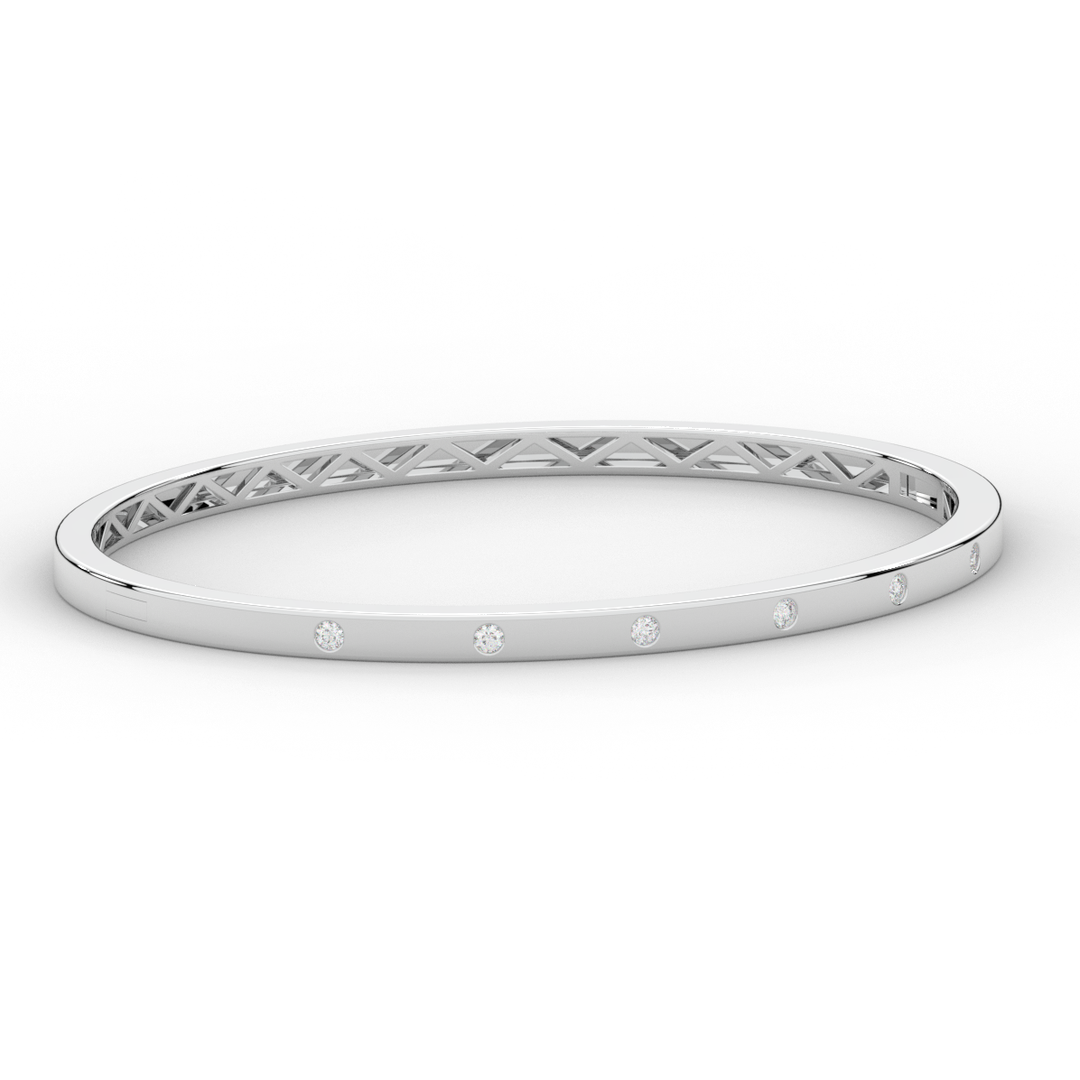 0.15CT.TW ROUND LAB BEZEL SET DIAMOND BANGLE - Nazarelle