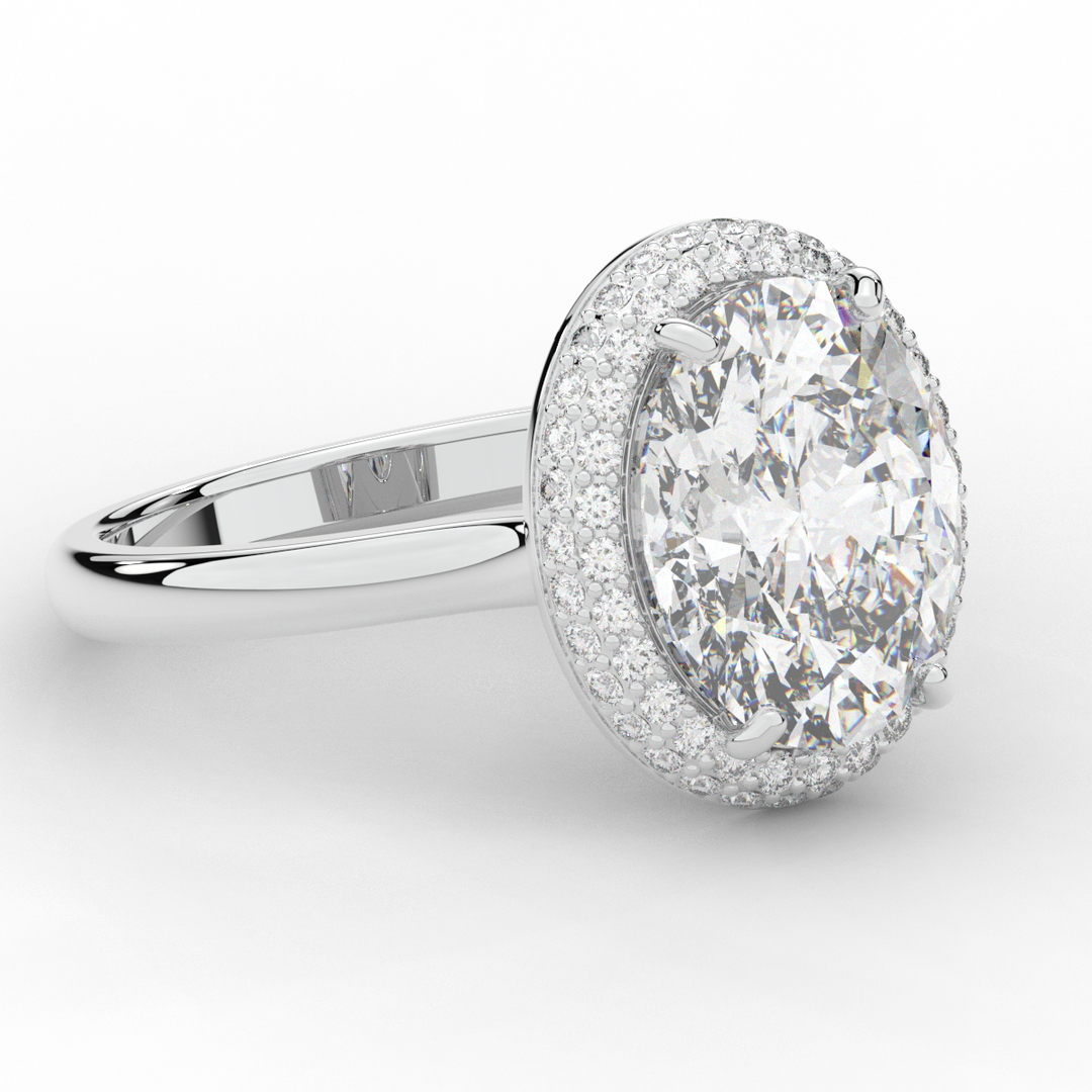 4.40CT.TW OVAL LAB DIAMOND HALO ENGAGEMENT RING - Nazarelle