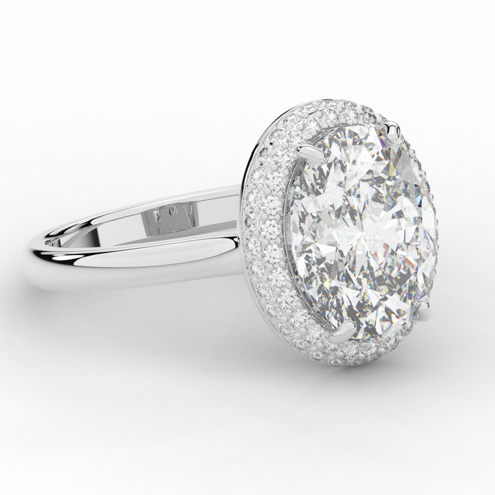 4.40CT.TW OVAL LAB DIAMOND HALO ENGAGEMENT RING - Nazarelle