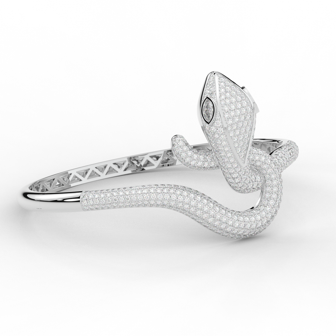 4.90CT.TW ROUND AND PEAR LAB DIAMOND SNAKE BANGLE - Nazarelle