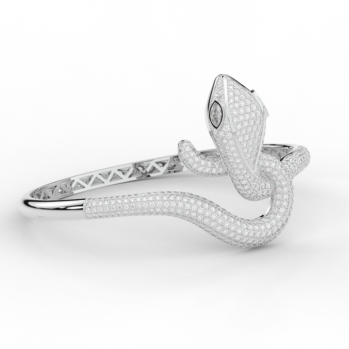 4.90CT.TW ROUND AND PEAR LAB DIAMOND SNAKE BANGLE - Nazarelle